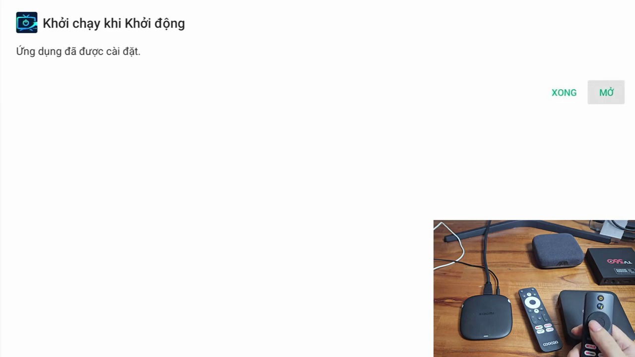 Màn hình cài đặt gói ứng dụng Khởi chạy khi Khởi động hoàn tất trên Android TV