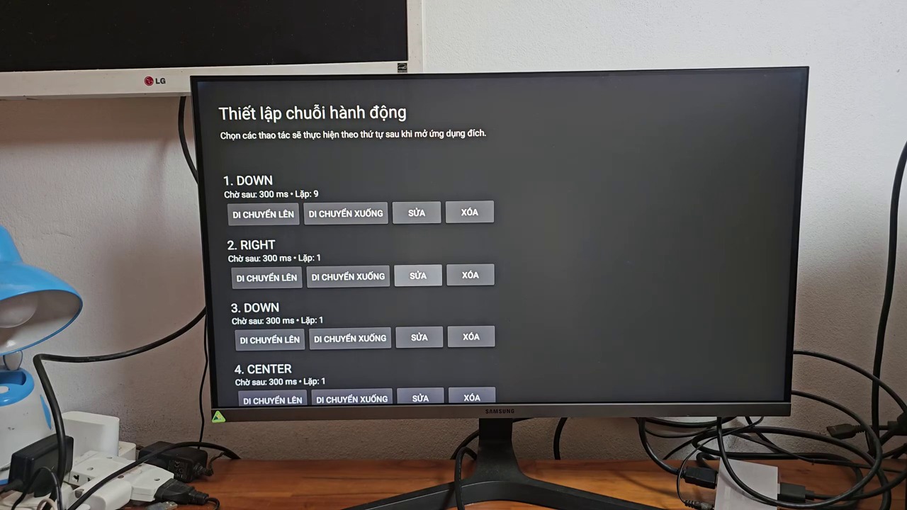 Chuỗi hành động điều hướng nâng cao kết hợp các phím Down, Right và Center